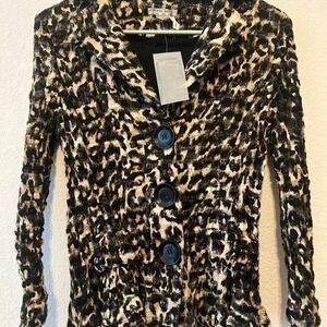 Vintage NWT Alberto Makali fitted animal print collared blazer size S